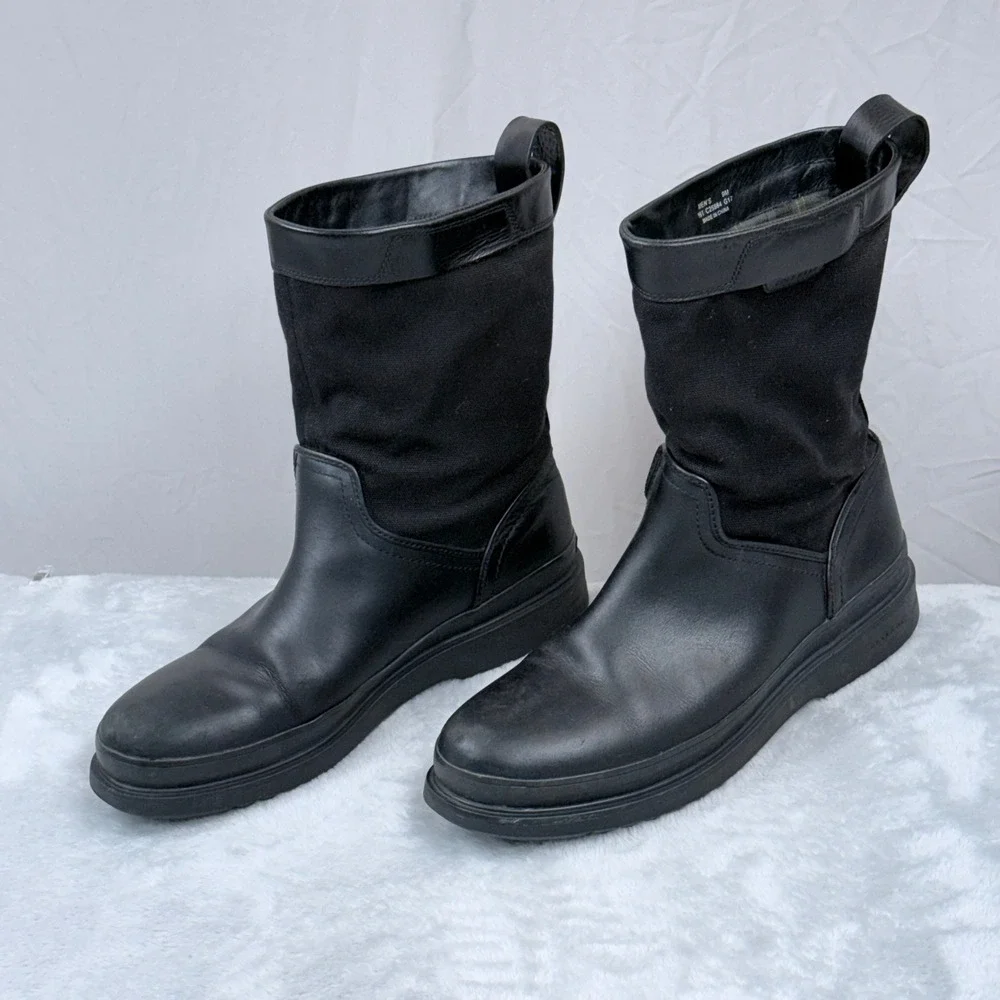 Cole Haan Millbridge Waterproof Boots Men 9 Black Leather Pull On Lined Grand OS